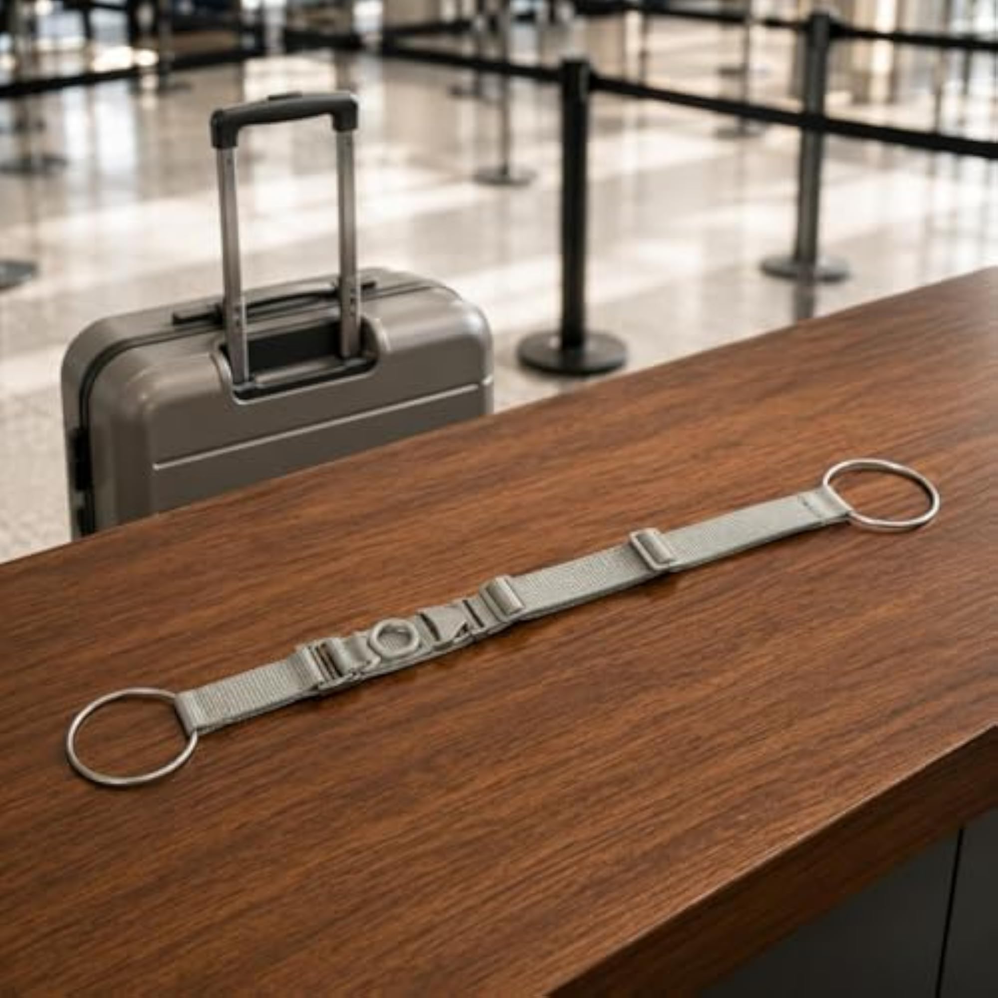 Adjustable Woven Luggage Strap, Gray